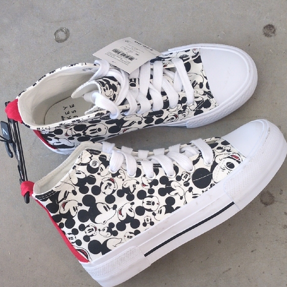 Disney Mickey Mouse‎ Print Women's Platform High Top Sneakers Size 7 - Picture 1 of 7